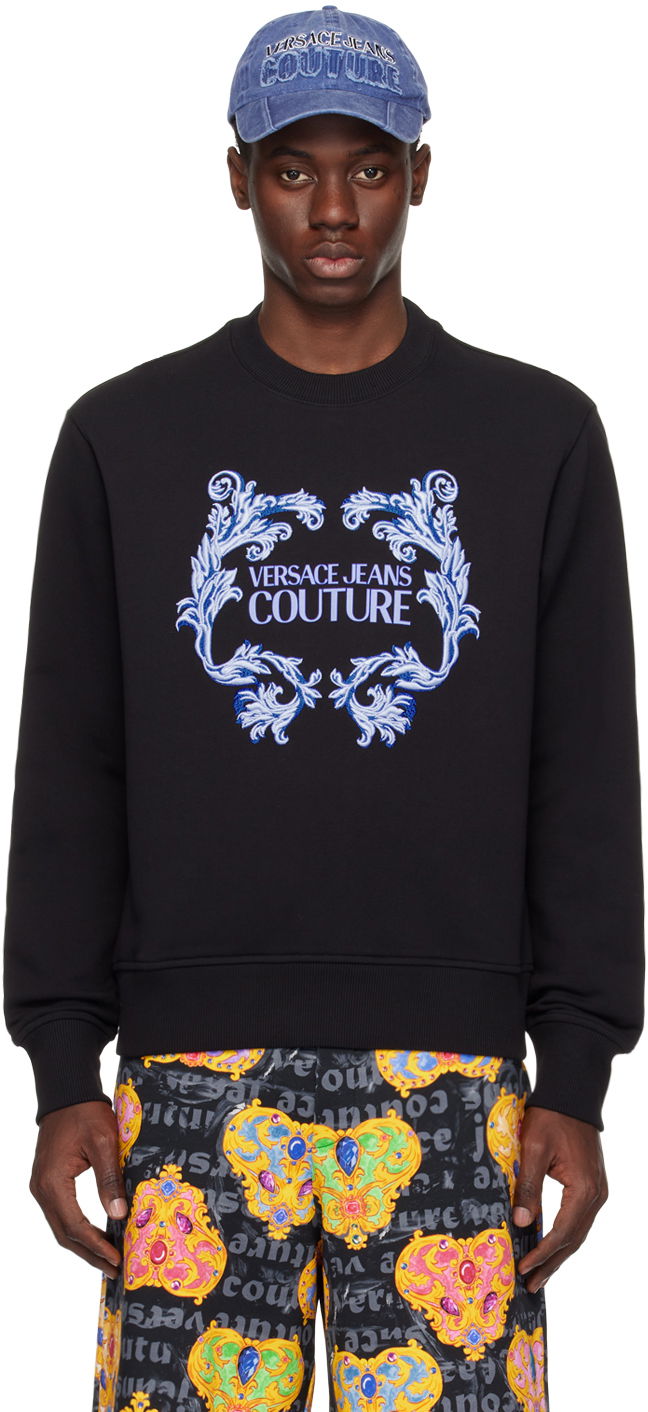 Pulover Versace Couture Black Baroque Sweatshirt Črna | E76GAIG02_ECF01G