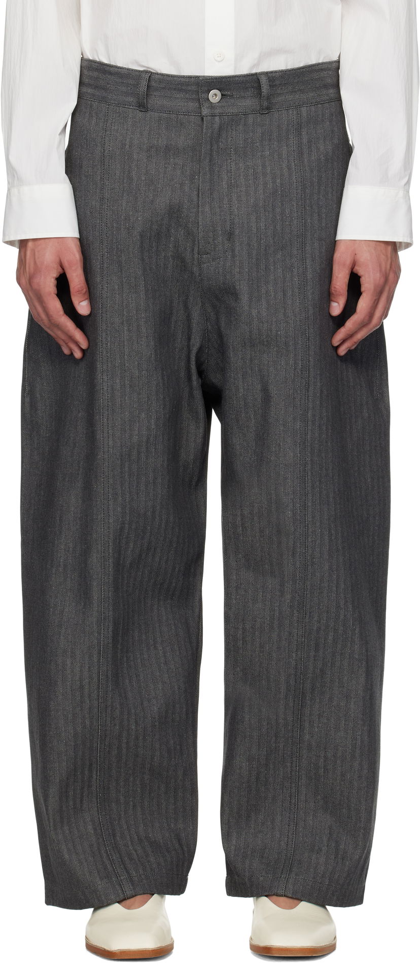 Hlače sage NATION SAGE NATION Welt Striped Trousers Siva | S083 WELT TROUSER DENIM