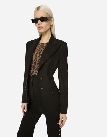 Jakna Dolce & Gabbana Dolce & Gabbana Gabardine Turlington Jacket with Top-Stitching Črna | F29Z8TGDCL0N0000, 3