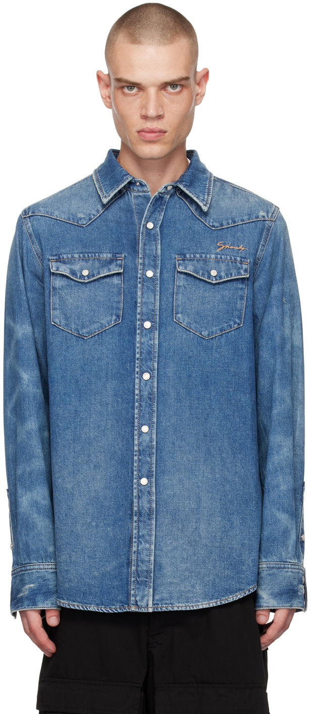 Srajce Givenchy Slim-Fit Denim Shirt Modra | BM61205YB6426