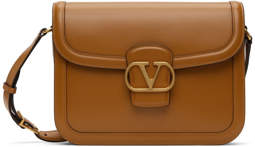 Torba za čez ramo Valentino Valentino Garavani 9TO5 Smooth Calfskin Shoulder Bag Rjava | 6Y2B0D05ECH