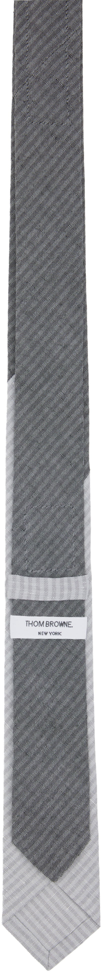 Šala Thom Browne Thom Browne Tonal University Stripe Linen Cotton Tie Siva | MNL039C-F0940, 1