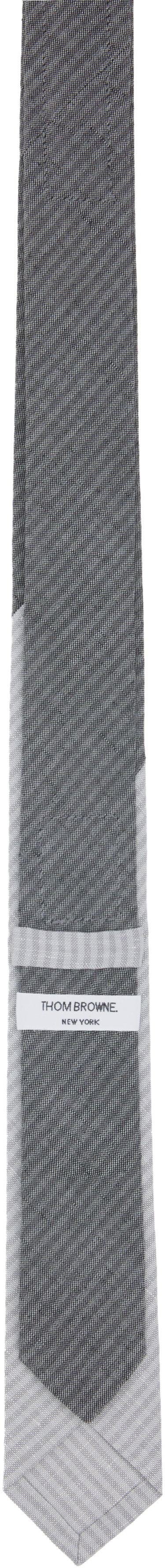 Šala Thom Browne Thom Browne Tonal University Stripe Linen Cotton Tie Siva | MNL039C-F0940, 1