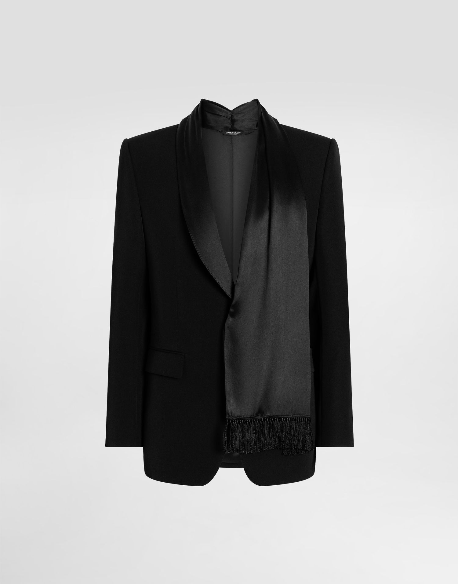 Jakna Dolce & Gabbana Dolce & Gabbana Single-Breasted Wool Gabardine Jacket with Silk Scarf Črna | G2VP3TFU21EN0000, 0