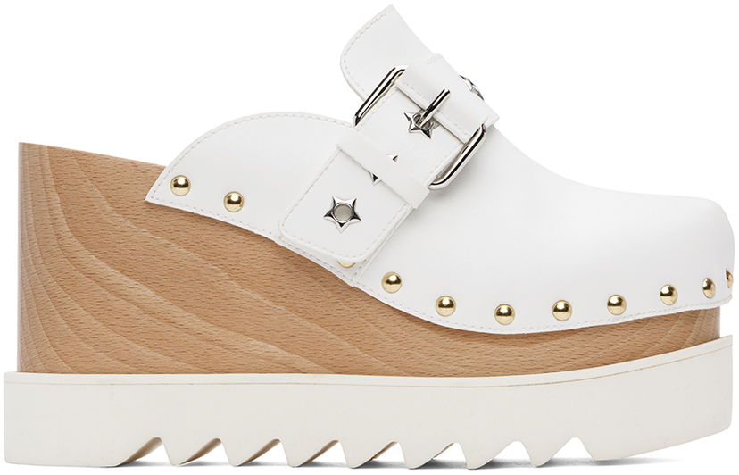 Superge in čevlji Stella McCartney Elyse Star-Studded Slip-On Platform Clogs Bela | 810426AP00P0