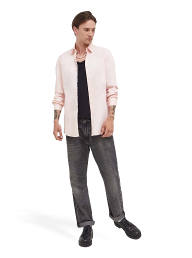 Srajce BOSS Slim-fit Shirt with Doodle Motif Roza | 50494500