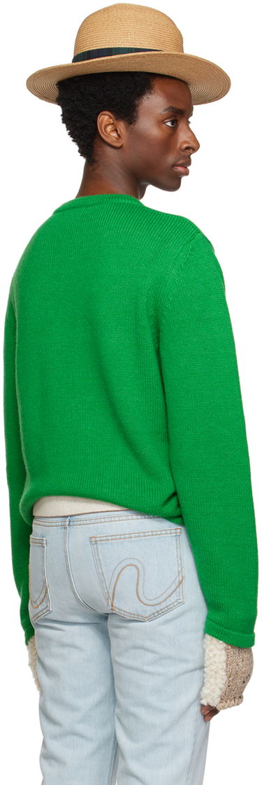 Pleteni pulover ERL ERL Men's Patch V-Neck Sweater Zelena | ERL06N008, 2