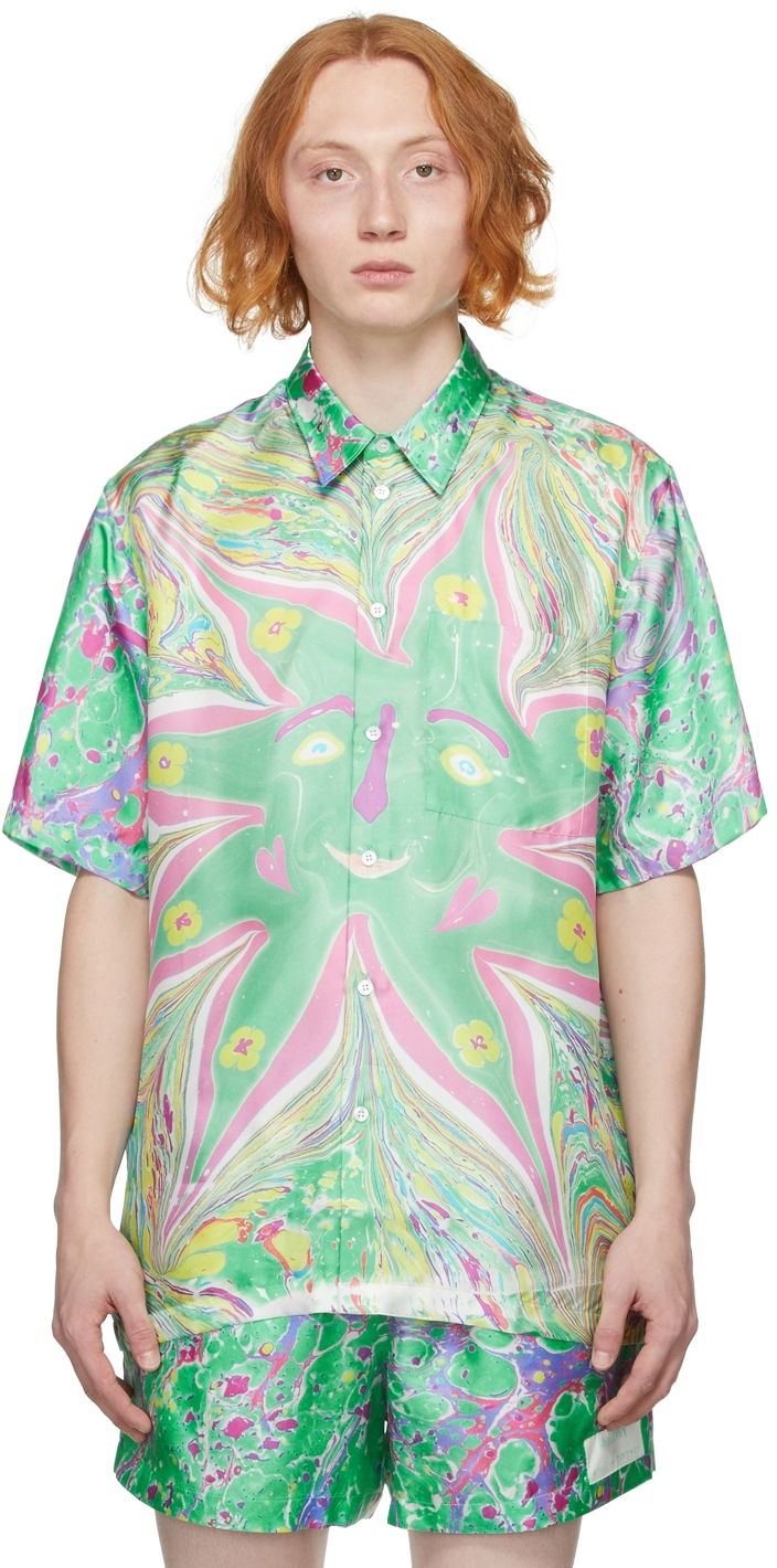 Srajce Stella McCartney Stella McCartney Ricky Myfawnwy Edition Print Short Sleeve Shirt Zelena | 604051SSA65
