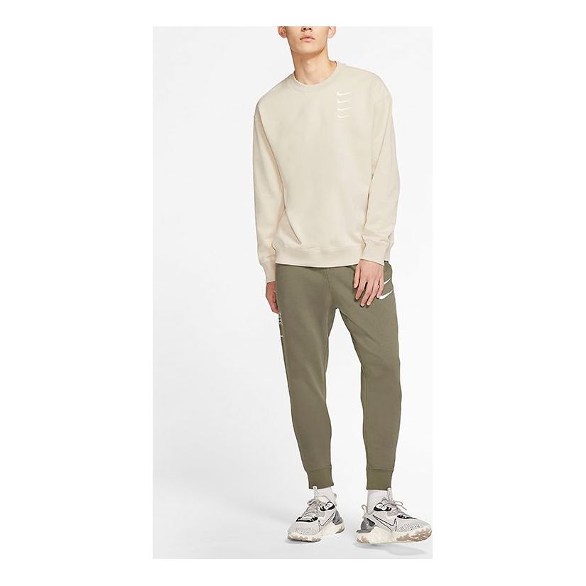 Pleteni pulover Nike Swoosh Sportswear French Terry Crewneck Bež | DB9408-122