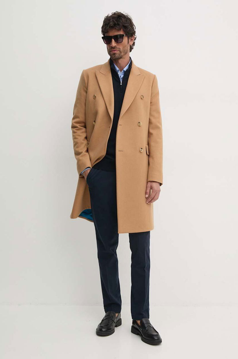 Plašči Paul Smith Paul Smith Double-Breasted Wool Coat Bež | M1R.224P.N00110