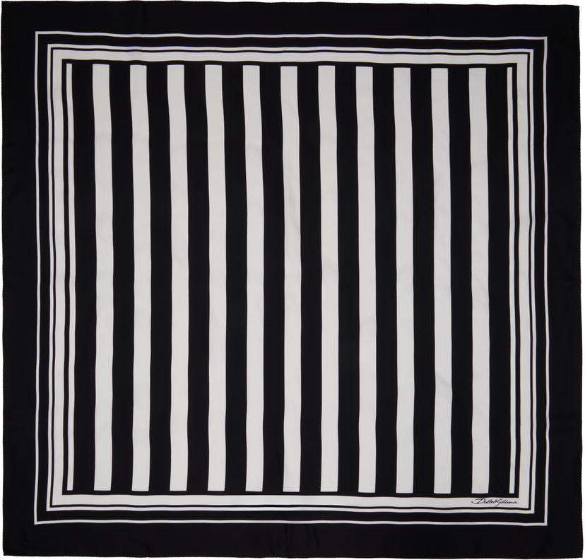 Šala Dolce & Gabbana Dolce&Gabbana Striped-Print Silk Twill Scarf Črna | GQ260EG0WUE
