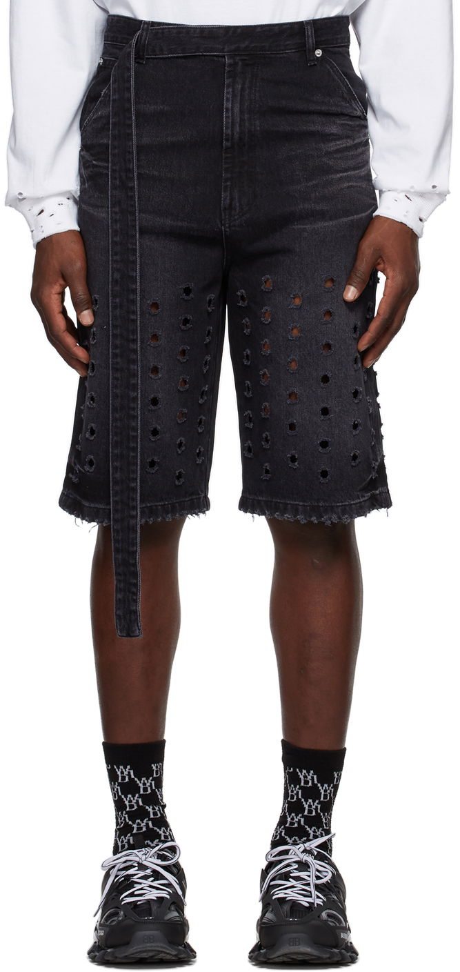 Kratke hlače We11done We11done Denim Eyelet Shorts Črna | WD-DP1-22-358-M-WB