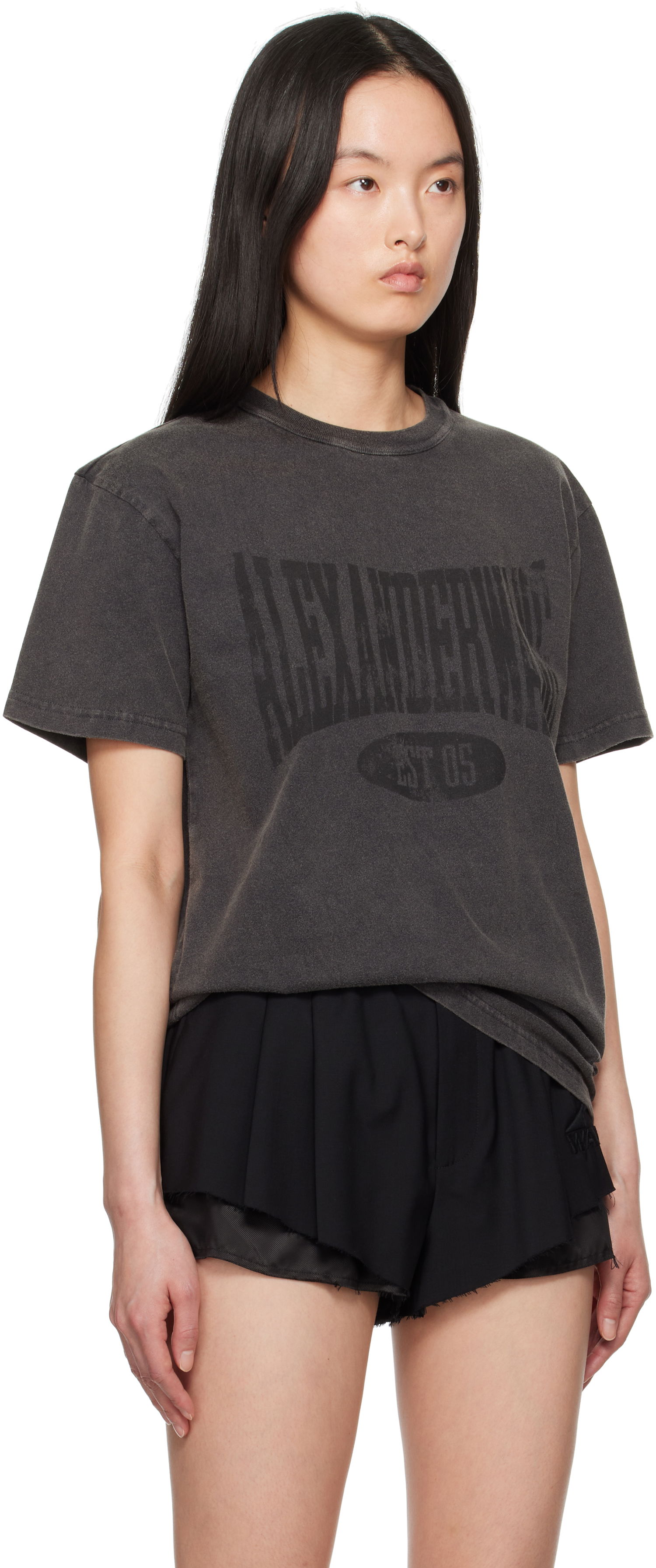 Majica Alexander Wang Alexander Wang.t Distressed Logo T-Shirt Siva | 4CC2251542, 1