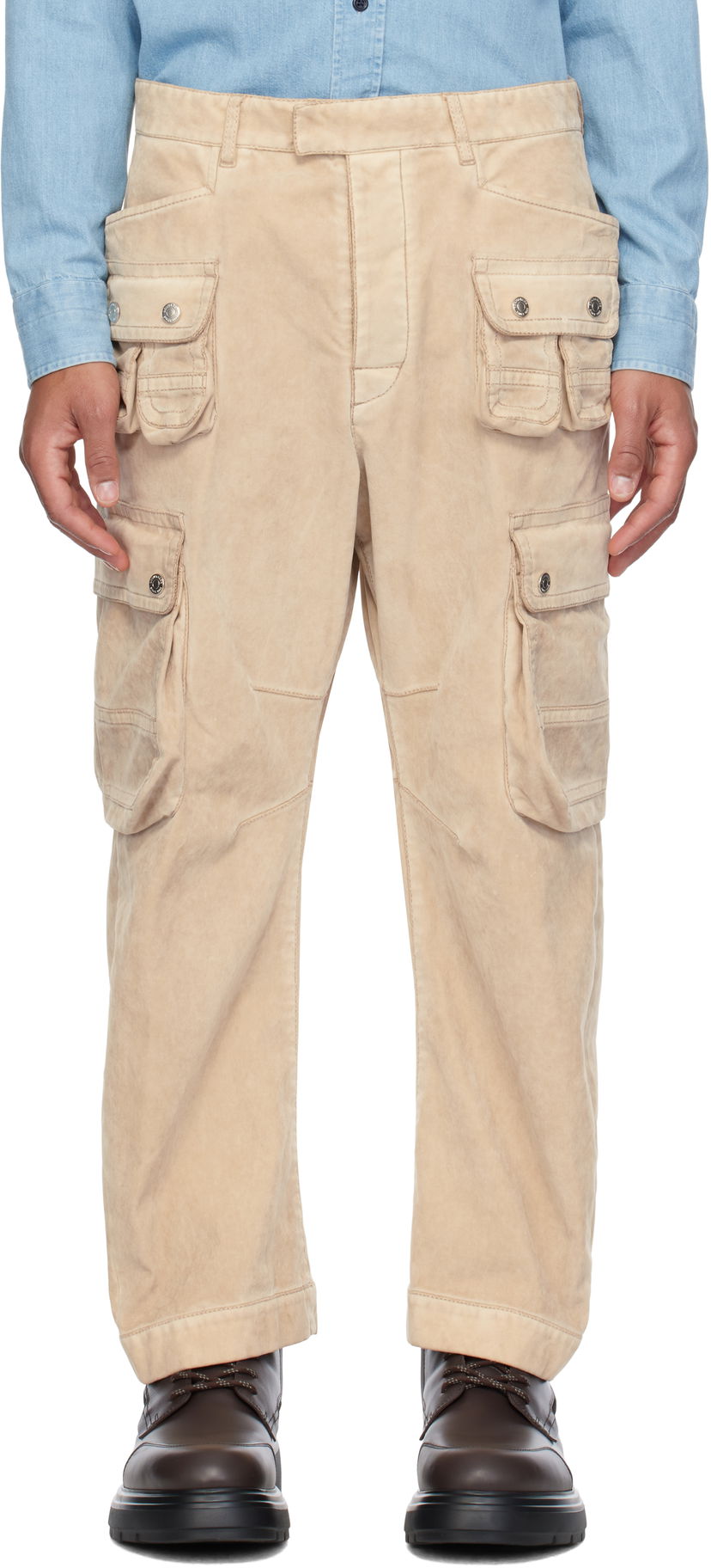 Cargo hlače DSQUARED2 Grunge Denim Cargo Pants Bež | S71KB0634_D35138