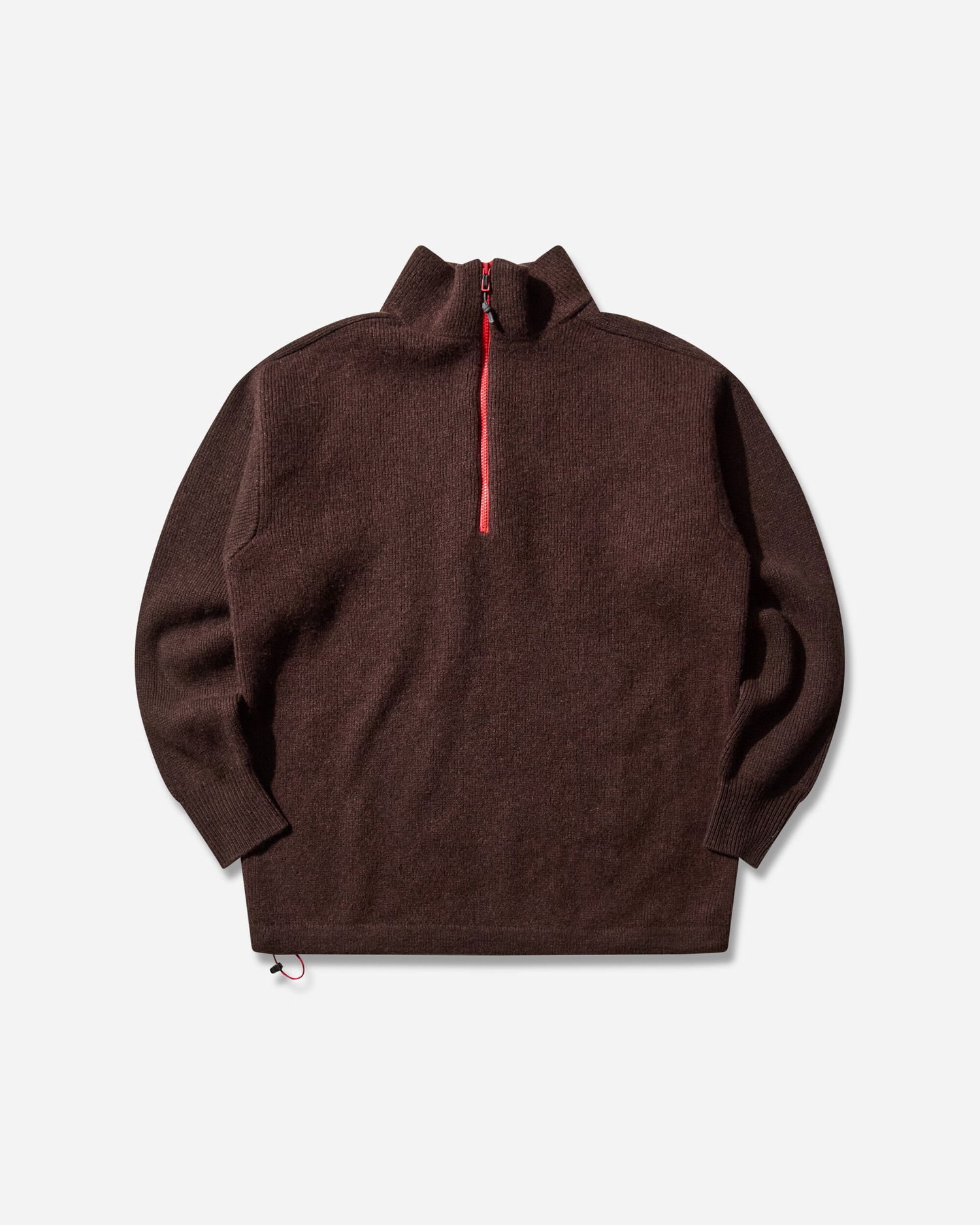 Pleteni pulover GR10K Felted Half-Zip Sweater with Drawstring Hem Rjava | CGB42200JE26 26, 1