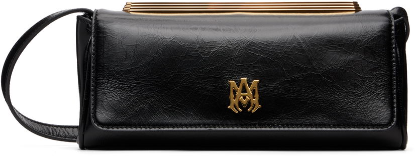 Torbica AMIRI Leather 'MA' Gold-Tone Frame Clutch Črna | AWBGCH1005