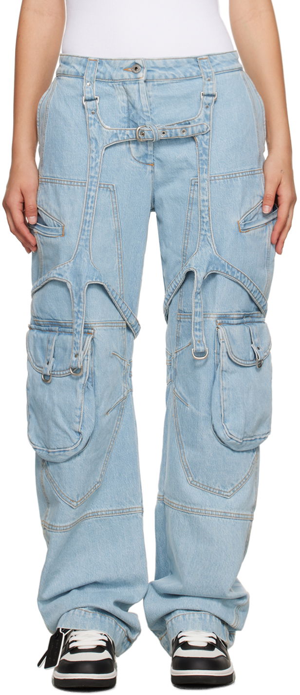 Kavbojke Off-White Harness Jeans Modra | OWYB017F23DEN0014000