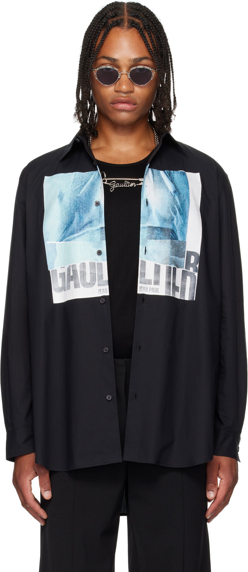 Srajce Jean Paul Gaultier Jean Paul Gaultier Oversized 'Water' Shirt Črna | 25/03-U-ST030-W014P-0055