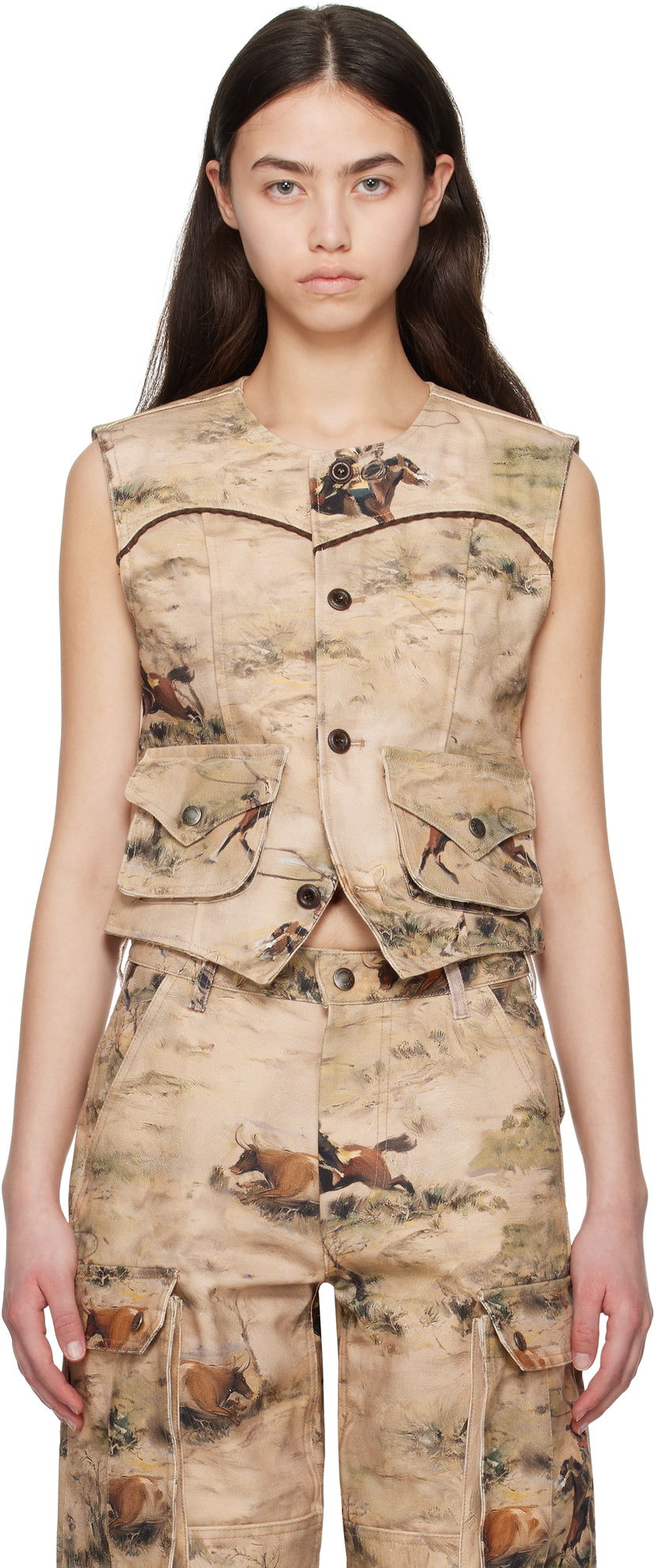 Telovnik Andersson Bell Andersson Bell Cowboy Print Vest Bež | awa697w