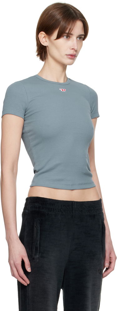 Krop-top Diesel Diesel T-Ele-Long-D Ribbed Cropped T-Shirt Modra | A14961 0EJAI, 1