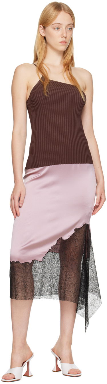 Majica brez rokavov Helmut Lang Helmut Lang One Shoulder Rib Knit Tank Top Rjava | M06HW703, 3