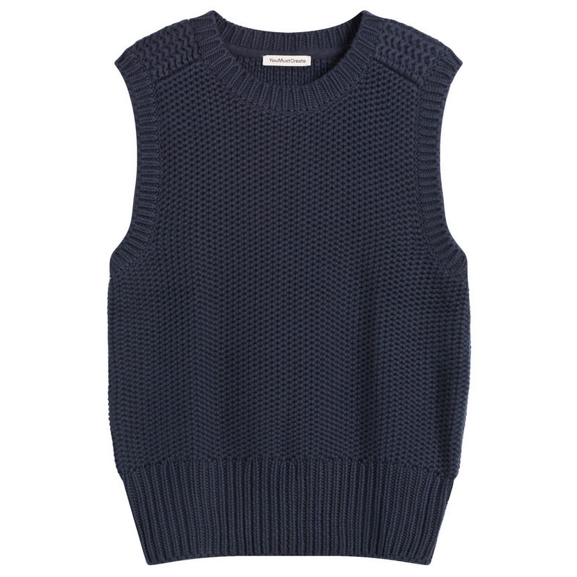 Telovnik YMC YMC Coda Knitted Vest, Size Small Mornarica | P8ZAM-40
