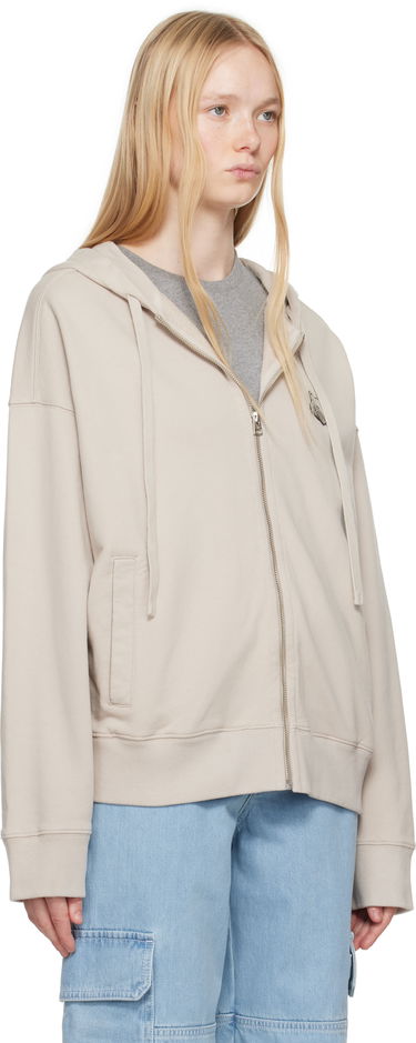 Pulover MAISON KITSUNÉ Maison Kitsuné Bold Fox Head Patch Oversize Fullzip Hoodie Bež | OM02138KM0001, 4