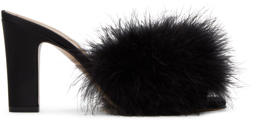 Oblačila Maison Margiela Black Feather Mules Črna | S58WP0270 P6229