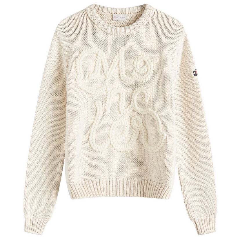 Pleteni pulover Moncler Women's Moncler Crew Neck Knitted Sweater Bež | 9C000-04-M5206-034