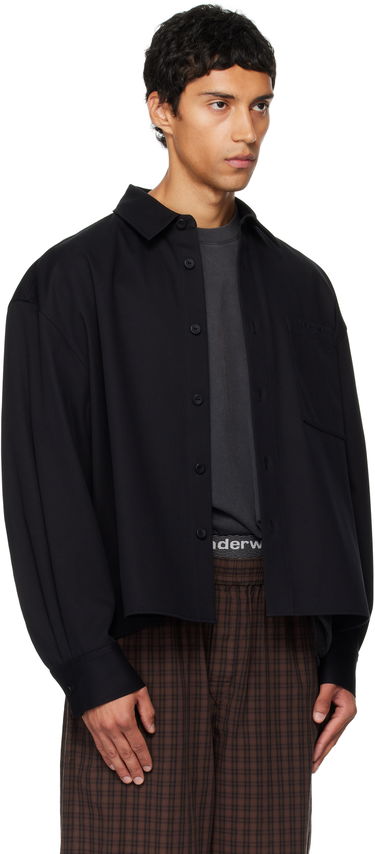 Srajce Alexander Wang Alexander Wang Boxy Cropped Long Sleeve Shirt Črna | 6WC3251092, 1