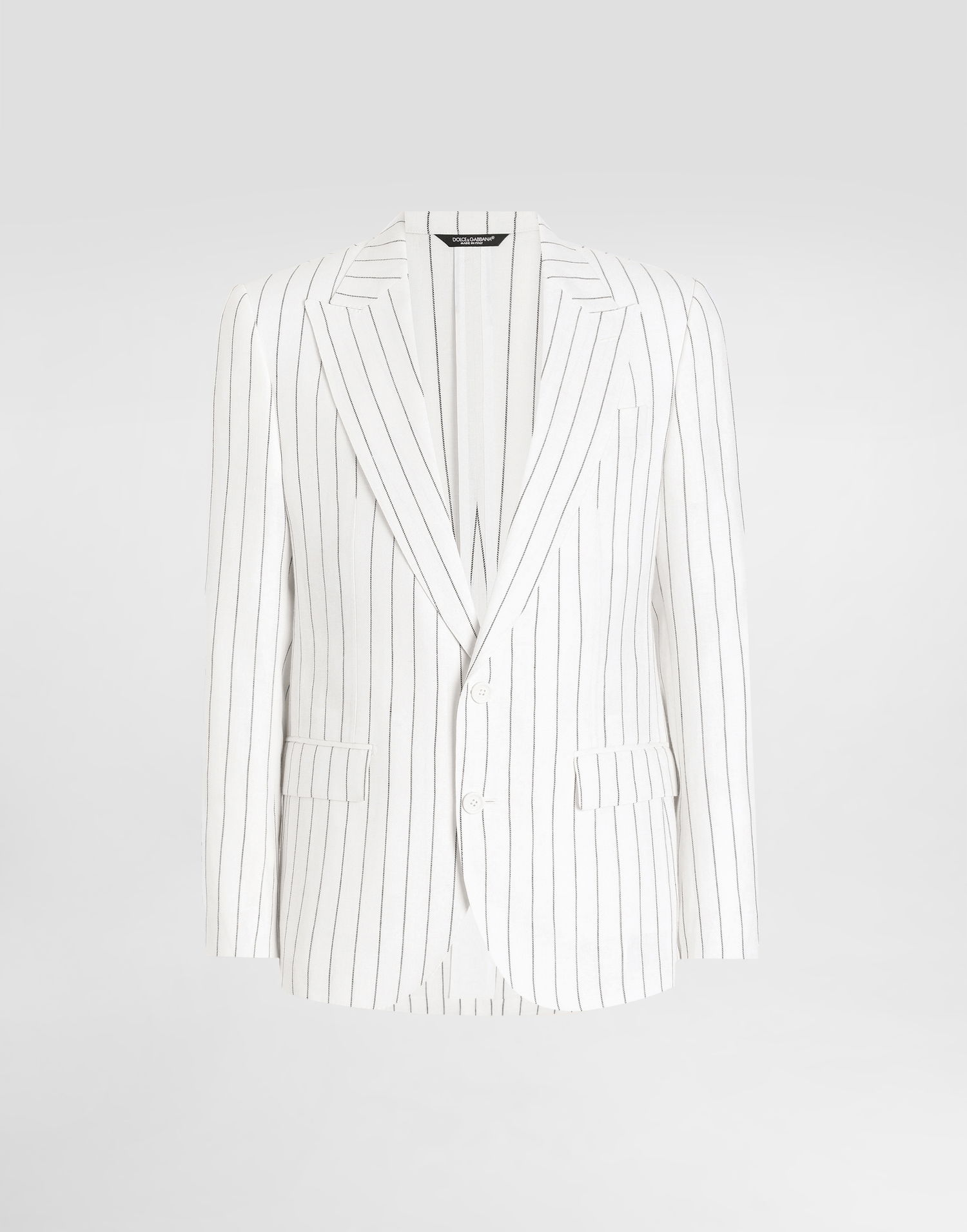 Jakna Dolce & Gabbana Dolce & Gabbana Single-Breasted Pinstripe Linen-Blend Jacket Bela | G2QS6TFR3F0S8052, 0