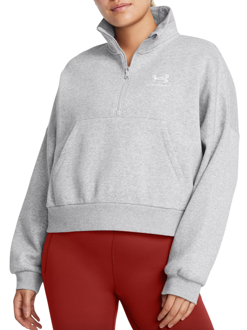 Pleteni pulover Under Armour Under Armour Icon Fleece Half Zip Cropped Sweatshirt Siva | 1386460-011