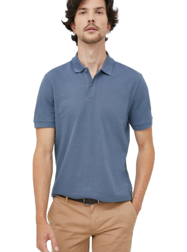 Polo majica BOSS Cotton Polo Shirt Modra | 50468301