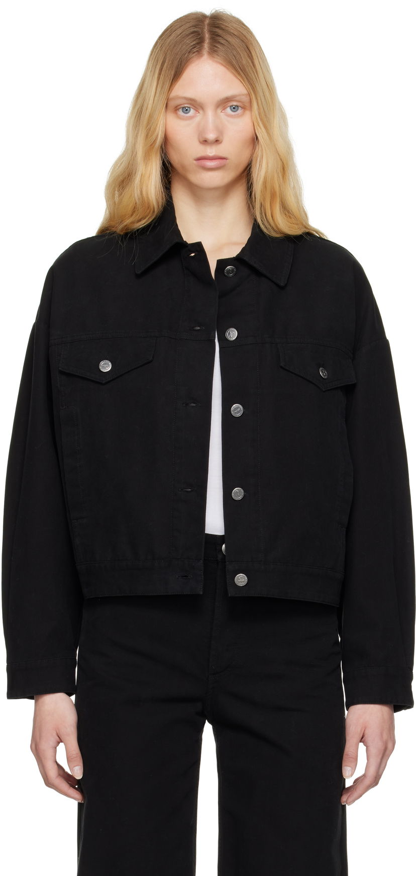 Jakna A.P.C. A.P.C. Cally Cropped Denim Jacket Črna | COGBJ-F02905