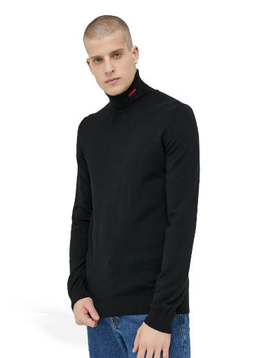 Pleteni pulover BOSS Wool Sweater Črna | 50474174
