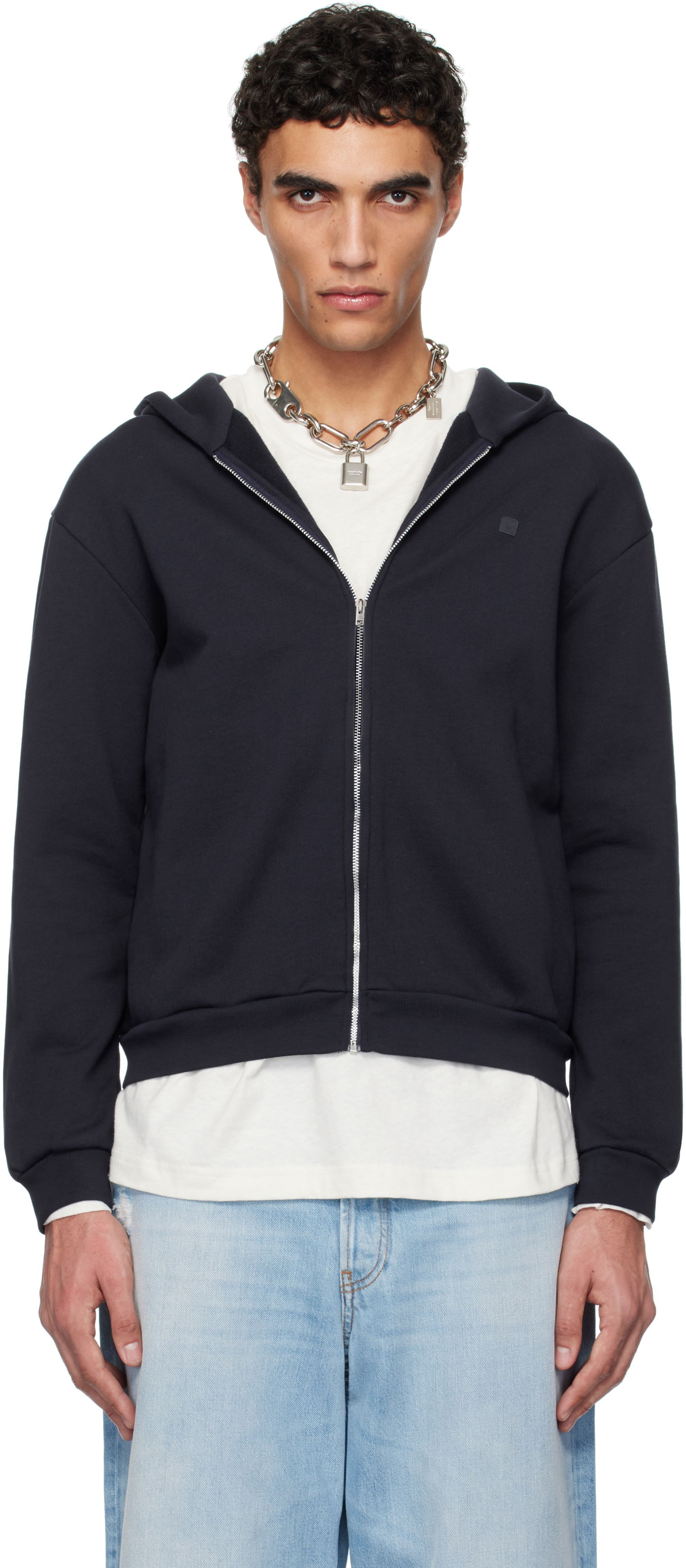 Pulover Acne Studios Acne Studios Zip-Up Hoodie Mornarica | CI0185-, 0