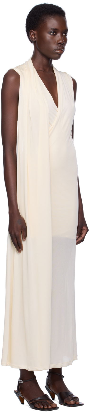 Obleke TOTEME TOTEME Overlapped Scarf Maxi Dress Črna | 253-WRD0235-FB0266, 4