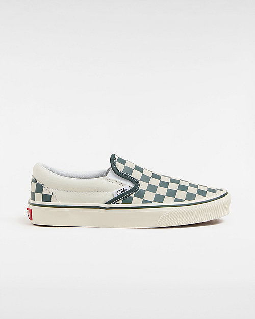Superge in čevlji Vans Classic Slip-on Checkerboard Shoes (checkerboard Green/true White) Unisex White, Size 2.5 Siva | VN000BVZBGN, 0