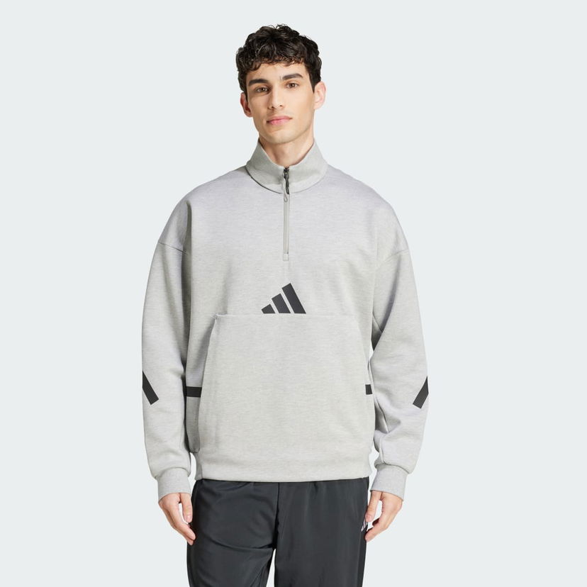 Pulover adidas Performance Sportswear Quarter-Zip Sweatshirt Siva | JJ1148