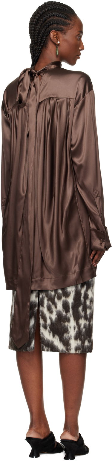 Srajce Dries Van Noten Dries Van Noten Satin Turtleneck Blouse Rjava | 252-010779-2032, 2