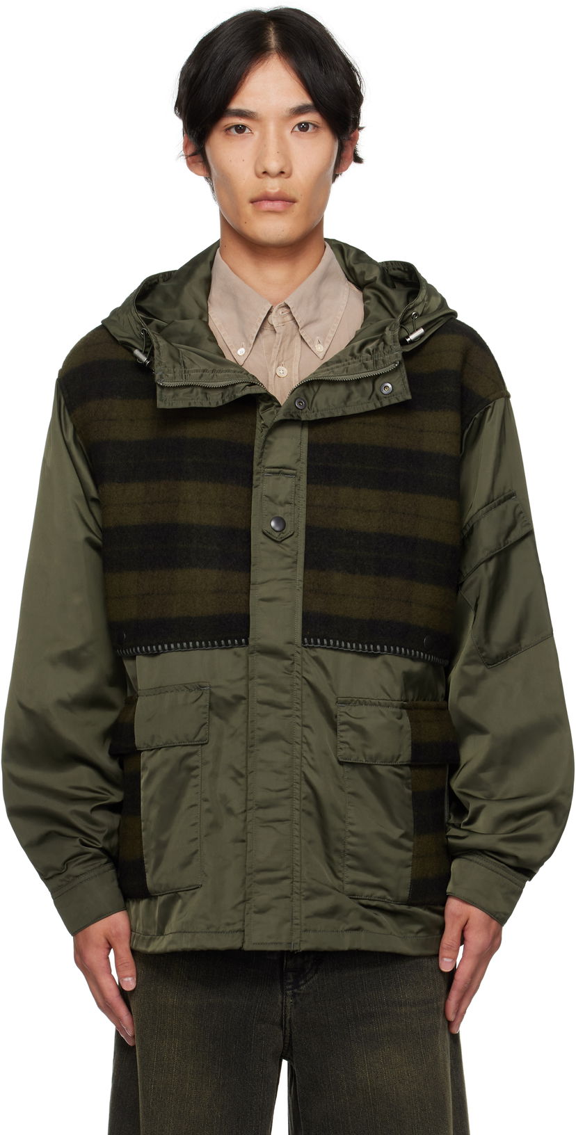 Jakna Andersson Bell Andersson Bell Check Layered Hooded Jacket Zelena | awa717u
