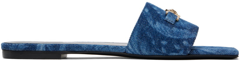 Modni dodatki Versace Versace Barocco Denim Mules Modra | 1013719_1A10019_1D06V