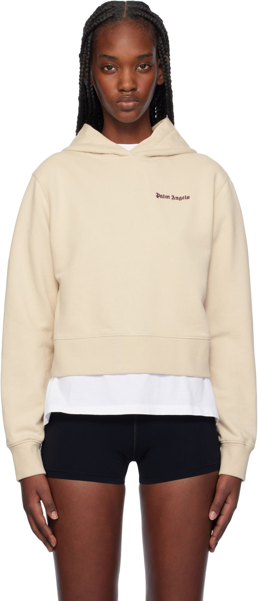 Pulover Palm Angels Classic Logo Fitted Hoodie Bež | PWBB069F24FLE0036129