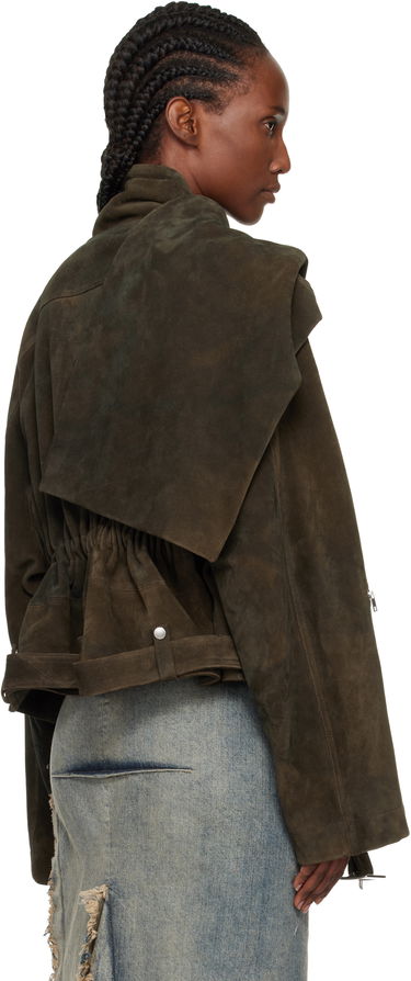 Jakna Rick Owens Concordians Cropped Scarf Flight Suede Jacket Rjava | RO02E4793 LCSI, 2