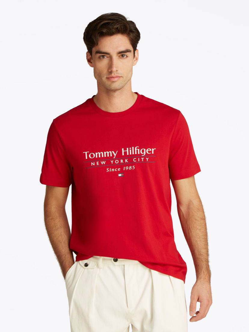 Majica Tommy Hilfiger Tommy Hilfiger Logo Crew Neck T-Shirt Rdeča | MW0MW38621XLD