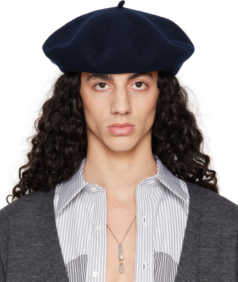 Baretka Maison Margiela Maison Margiela Heavy Wool Beret Mornarica | S50TC0075 M13115