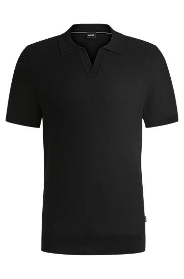 Polo majica BOSS Knit Sweater with Johnny Collar Črna | 50537654
