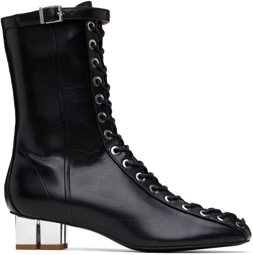 Superge in čevlji GANNI GANNI Oleatex Eyelets Lace-Up Boots Črna | S2967