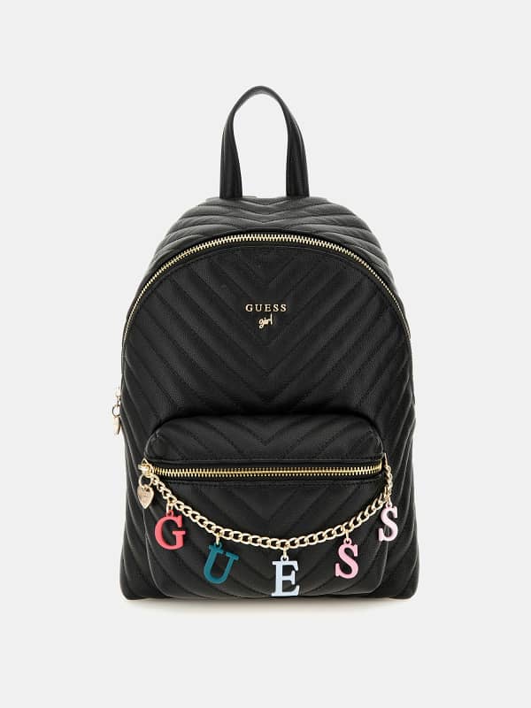 Nahrbtnik GUESS Chain Lattering Logo Backpack Črna | J4RZ17WFZL0