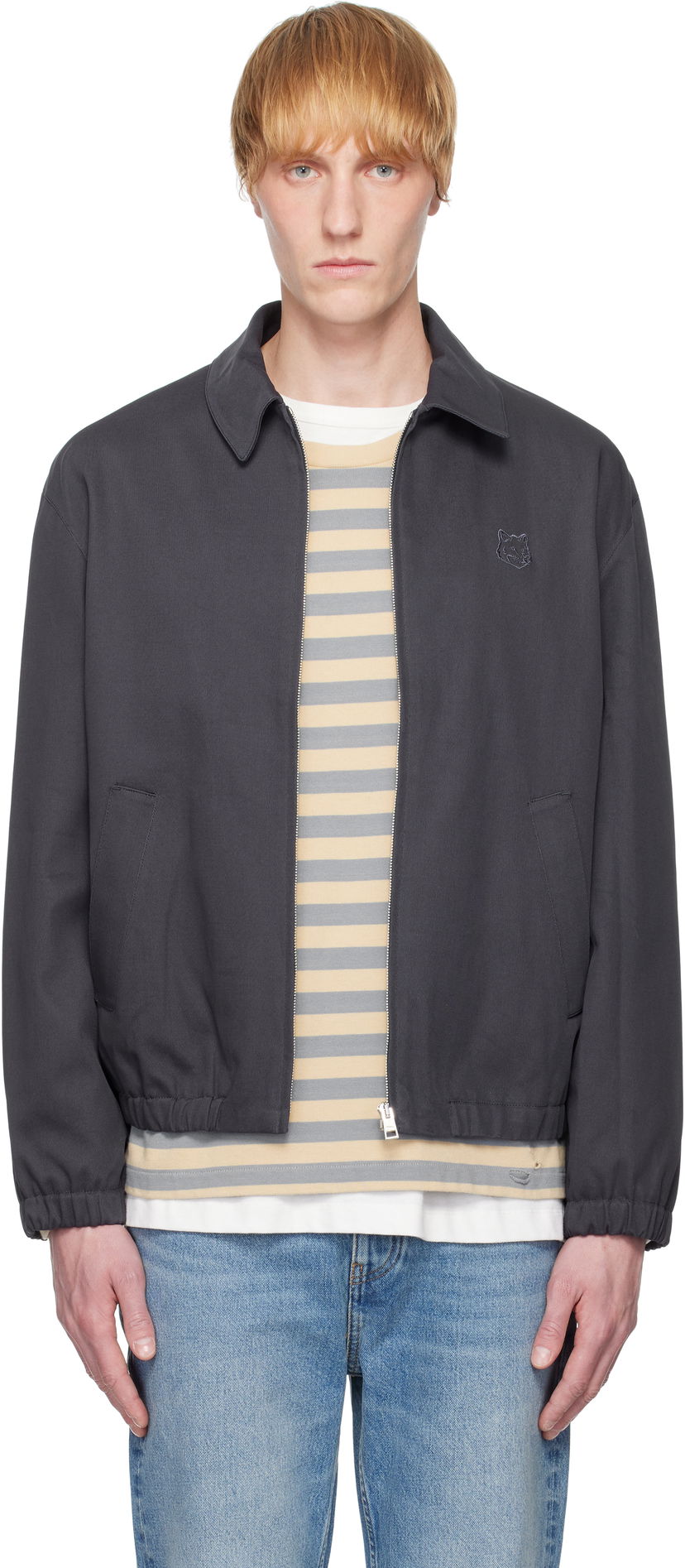 Bomber jakna MAISON KITSUNÉ Maison Kitsuné Elasticated Zipped Jacket Siva | OM02122WW9028